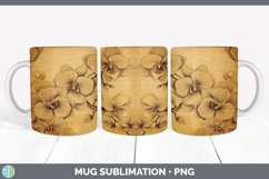 Wood Burned Orchid Flowers Mug Wrap | Sublimation Coffee Cup Product Image 7