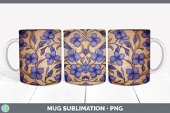 Wood Burned Periwinkle Flowers Mug Wrap | Sublimation Coffee Product Image 2