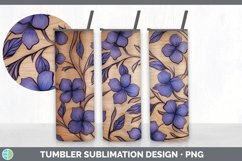 Wood Burned Periwinkle Flowers Tumbler | Sublimation 20 oz S Product Image 2