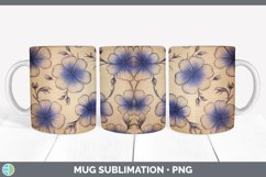 Wood Burned Periwinkle Flowers Mug Wrap | Sublimation Coffee Product Image 3