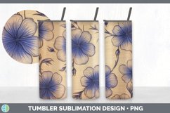 Wood Burned Periwinkle Flowers Tumbler | Sublimation 20 oz S Product Image 3
