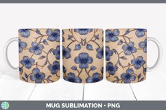 Wood Burned Periwinkle Flowers Mug Wrap | Sublimation Coffee Product Image 4