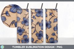 Wood Burned Periwinkle Flowers Tumbler | Sublimation 20 oz S Product Image 4