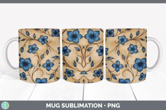 Wood Burned Periwinkle Flowers Mug Wrap | Sublimation Coffee Product Image 5