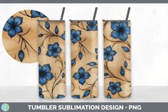 Wood Burned Periwinkle Flowers Tumbler | Sublimation 20 oz S Product Image 5