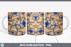 Wood Burned Periwinkle Flowers Mug Wrap | Sublimation Coffee Product Image 6