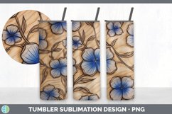 Wood Burned Periwinkle Flowers Tumbler | Sublimation 20 oz S Product Image 6