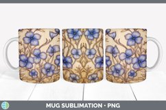 Wood Burned Periwinkle Flowers Mug Wrap | Sublimation Coffee Product Image 7