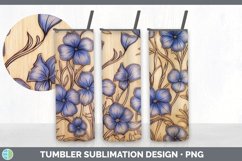Wood Burned Periwinkle Flowers Tumbler | Sublimation 20 oz S Product Image 7