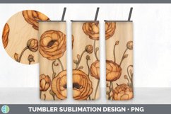 Wood Burned Ranunculus Flowers Tumbler | Sublimation 20 oz S Product Image 2