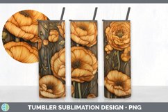 Wood Burned Ranunculus Flowers Tumbler | Sublimation 20 oz S Product Image 3