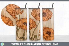 Wood Burned Ranunculus Flowers Tumbler | Sublimation 20 oz S Product Image 4