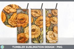 Wood Burned Ranunculus Flowers Tumbler | Sublimation 20 oz S Product Image 5