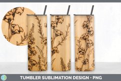 Wood Burned Snapdragon Flowers Tumbler | Sublimation 20 oz S Product Image 1