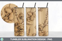 Wood Burned Snapdragon Flowers Tumbler | Sublimation 20 oz S Product Image 5