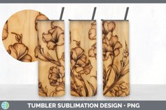 Wood Burned Snapdragon Flowers Tumbler | Sublimation 20 oz S Product Image 6
