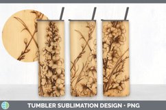 Wood Burned Snapdragon Flowers Tumbler | Sublimation 20 oz S Product Image 7