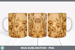 Wood Burned Sweet Pea Flowers Mug Wrap | Sublimation Coffee Product Image 2