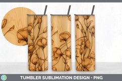 Wood Burned Sweet Pea Flowers Tumbler | Sublimation 20 oz Sk Product Image 2