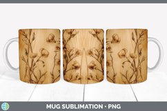 Wood Burned Sweet Pea Flowers Mug Wrap | Sublimation Coffee Product Image 3