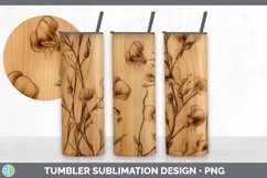 Wood Burned Sweet Pea Flowers Tumbler | Sublimation 20 oz Sk Product Image 3