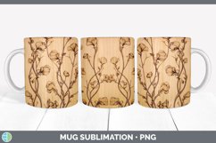 Wood Burned Sweet Pea Flowers Mug Wrap | Sublimation Coffee Product Image 4