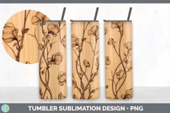 Wood Burned Sweet Pea Flowers Tumbler | Sublimation 20 oz Sk Product Image 4