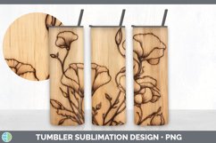 Wood Burned Sweet Pea Flowers Tumbler | Sublimation 20 oz Sk Product Image 5