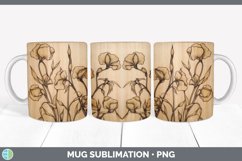 Wood Burned Sweet Pea Flowers Mug Wrap | Sublimation Coffee Product Image 6