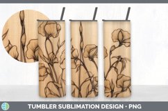 Wood Burned Sweet Pea Flowers Tumbler | Sublimation 20 oz Sk Product Image 6