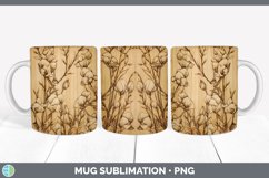 Wood Burned Sweet Pea Flowers Mug Wrap | Sublimation Coffee Product Image 7