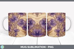Wood Burned Violet Flowers Mug Wrap | Sublimation Coffee Cup Product Image 3