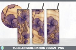 Wood Burned Violet Flowers Tumbler | Sublimation 20 oz Skinn Product Image 3