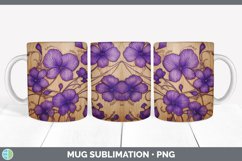 Wood Burned Violet Flowers Mug Wrap | Sublimation Coffee Cup Product Image 4