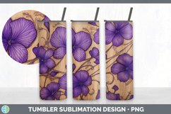 Wood Burned Violet Flowers Tumbler | Sublimation 20 oz Skinn Product Image 4
