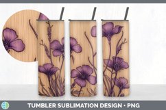 Wood Burned Violet Flowers Tumbler | Sublimation 20 oz Skinn Product Image 5