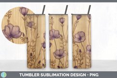 Wood Burned Violet Flowers Tumbler | Sublimation 20 oz Skinn Product Image 6