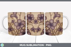 Wood Burned Violet Flowers Mug Wrap | Sublimation Coffee Cup Product Image 7