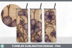 Wood Burned Violet Flowers Tumbler | Sublimation 20 oz Skinn Product Image 7
