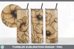 Wood Burned Anemone Flowers Tumbler | Sublimation 20 oz Skin Product Image 2