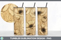 Wood Burned Anemone Flowers Tumbler | Sublimation 20 oz Skin Product Image 3