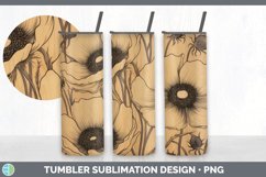 Wood Burned Anemone Flowers Tumbler | Sublimation 20 oz Skin Product Image 4