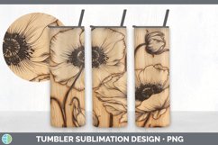 Wood Burned Anemone Flowers Tumbler | Sublimation 20 oz Skin Product Image 6