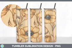 Wood Burned Anemone Flowers Tumbler | Sublimation 20 oz Skin Product Image 7