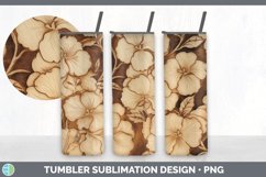 Wood Burned Begonia Flowers Tumbler | Sublimation 20 oz Skin Product Image 2
