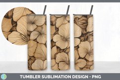 Wood Burned Begonia Flowers Tumbler | Sublimation 20 oz Skin Product Image 3