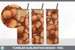 Wood Burned Begonia Flowers Tumbler | Sublimation 20 oz Skin Product Image 4