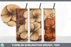 Wood Burned Begonia Flowers Tumbler | Sublimation 20 oz Skin Product Image 5