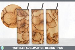 Wood Burned Begonia Flowers Tumbler | Sublimation 20 oz Skin Product Image 6