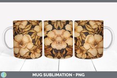 Wood Burned Camellia Flowers Mug Wrap | Sublimation Coffee C Product Image 1